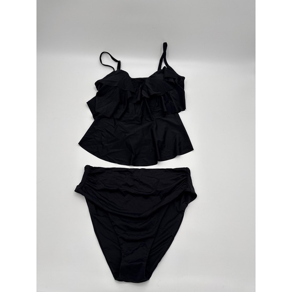 Envya Other - ENVYA Women Black Ruffle Tankini Set High Waist‎ Two Piece Swimsuit 2X NEW